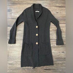 UGG Long Knit Cardigan Sweater XS/S Black Button Front
